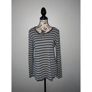 Oh Baby by Motherhood Gray and White Striped Maternity Shirt, L